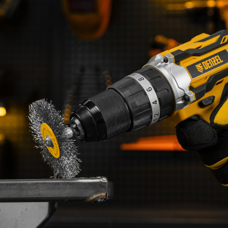 Набор щеток для дрели DENZEL, 5 Плоских 25-38-50-63-75 мм, шпилька, нерж. вит. проволока