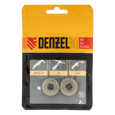 Подающий ролик DENZEL V профиль под стальную проволоку 0,8-1мм, посадка квадрат, 2 шт