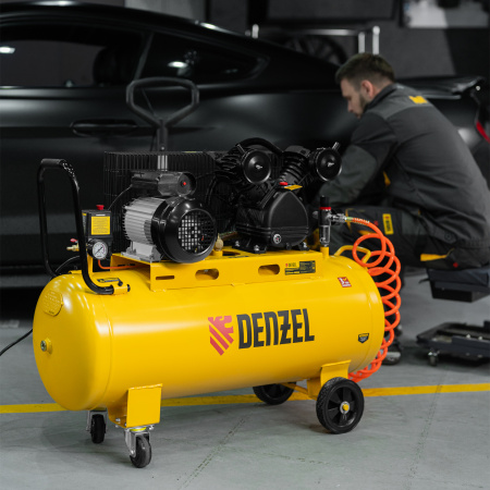Компрессор воздушный DENZEL BCV2300/100, 2.3 кВт, ременный привод, 100 литров, 440 л/мин