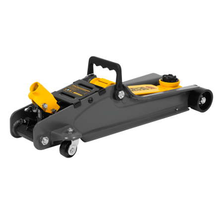 Домкрат гидравлический подкатной с фиксатором DENZEL 2,5 т,  85-385 мм, в пласт. кейсе