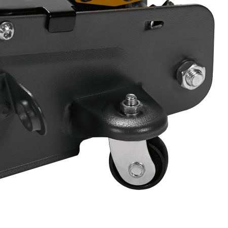 Домкрат гидравлический DENZEL подкатной с фиксатором, 2,8 т, 135-385 мм, в кейсе