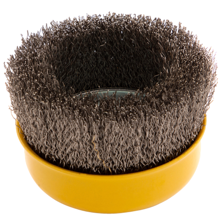 Щетка для УШМ DENZEL 746053, 100 мм, «чашка», витая нержавеющая проволока 0.3 мм, М14