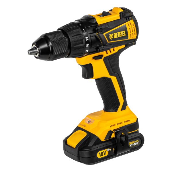 Аккумуляторная дрель-шуруповерт DENZEL BLDL-IB-18-02, 18 В, 2 x 2 Ач