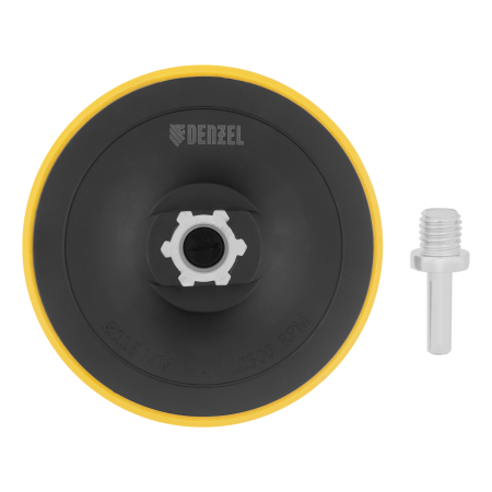 Тарелка опорная для дрели и УШМ DENZEL с липучкой, 115 мм, стандартная, с адаптером c М14 на d8