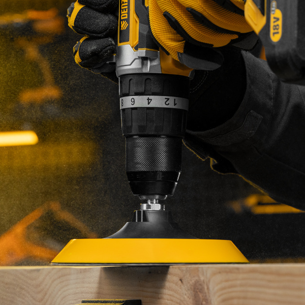 Тарелка опорная для дрели и УШМ DENZEL с липучкой, 150 мм, мягкая, с адаптером c М14 на d8