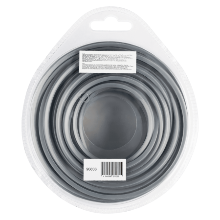 Леска для триммера DENZEL армированная алюминием квадратная, 3,0мм х 15м, блистер ALUFLEX