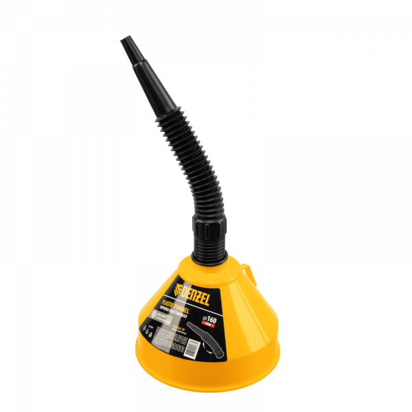 Воронка пластиковая DENZEL 160 мм с металлическим ситом и гибким наконечником