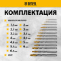 Набор сверл по металлу DENZEL, 1,5-6,5мм, Р6М5-TiN, Golden Tip, 13 шт