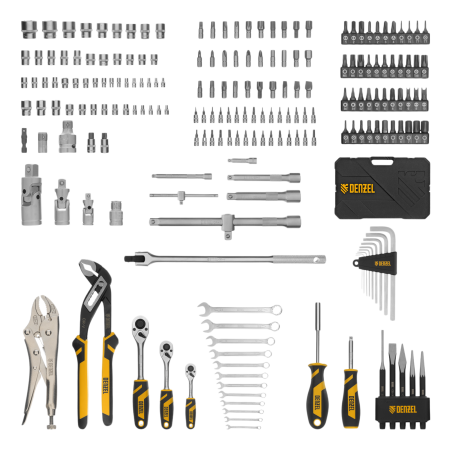 Набор инструментов DENZEL 1/2", 3/8", 1/4", CrV, S2, пластиковый кейс, 232 предмета