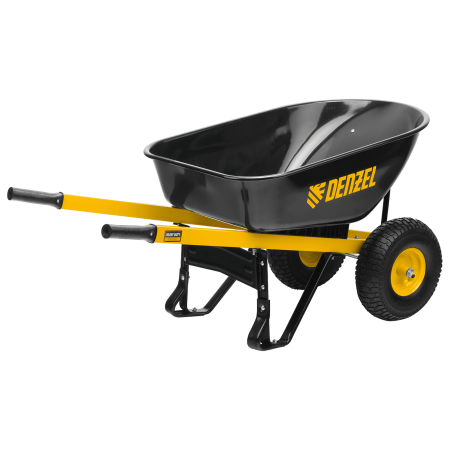 Тачка строительная DENZEL усиленная, объем 140 л, 250 кг, двухколесная, колесо 15х6.00-6
