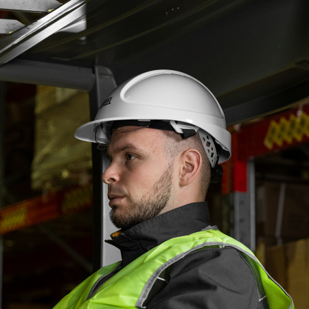 Каска защитная DENZEL ударопр.«Форвард» (К-05),ABS/PC,комплект со встроен.очк.ОЧК-05 Форвард, белая