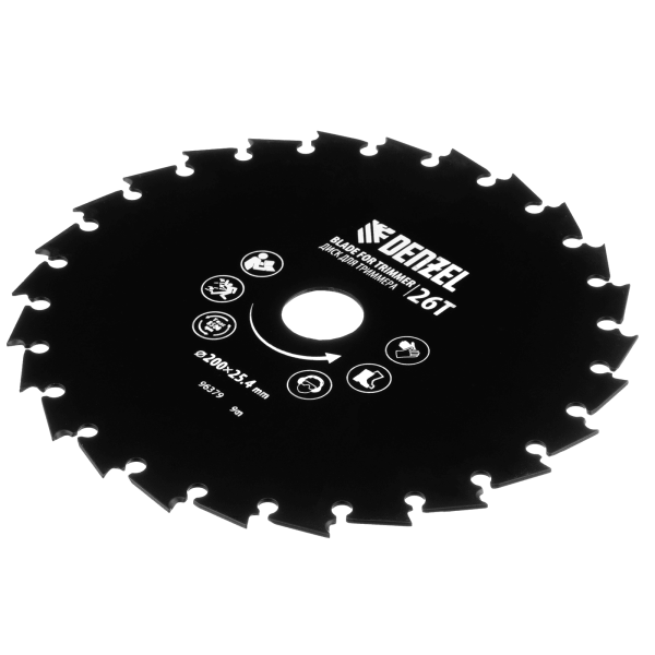 Диск для триммера DENZEL c долотообразной формой зуба, 200 х 25,4 26 зубов