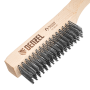 Щетка зачистная 5-и рядная DENZEL, прямая проволока из нержавеющей стали с деревянной ручкой, EFP