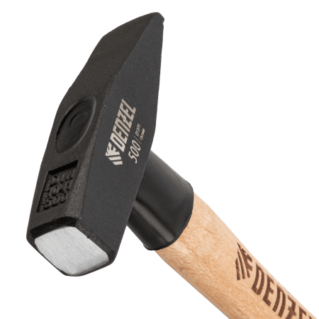 Молоток слесарный DENZEL 500 г, кованый квадратный боек, буковая рукоятка