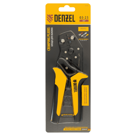 Клещи для обжима изолир. наконечников DENZEL НКИ и НВИ, разъемов РПИ, гильз ГСИ, 0,5 - 2,5 мм2