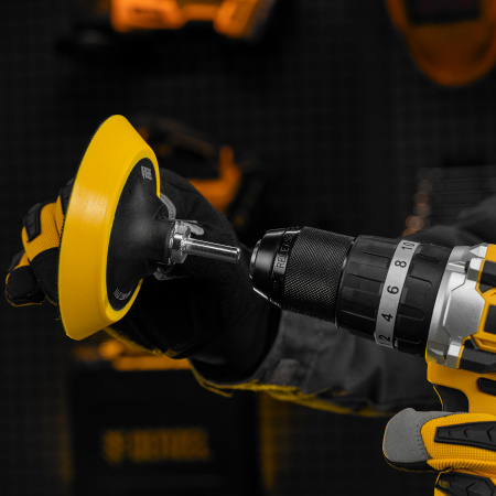 Тарелка опорная для дрели и УШМ DENZEL с липучкой, 115 мм, мягкая, с адаптером c М14 на d8