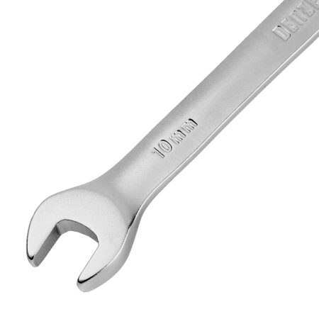 Ключ комбинированный трещоточный DENZEL, 10 мм, CrV, матовый хром