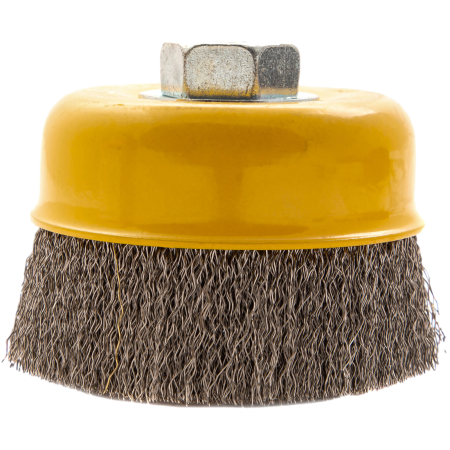 Щетка для УШМ DENZEL 746053, 100 мм, «чашка», витая нержавеющая проволока 0.3 мм, М14