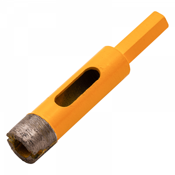 Сверло алмазное по керамограниту DENZEL 72676, 14 мм, мокрая резка, трехгранный хвостовик