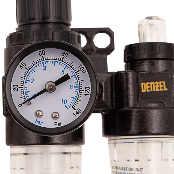 Блок подготовки воздуха регулятор-фильтр-лубрикатор DENZEL FLR1500, 10 бар, 1500 л/мин, 1/4