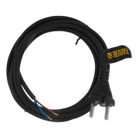 Шнур сетевой Energy Series DENZEL, ПВС, 3 м, 2 x 1 мм, с неразборной вилкой, черный
