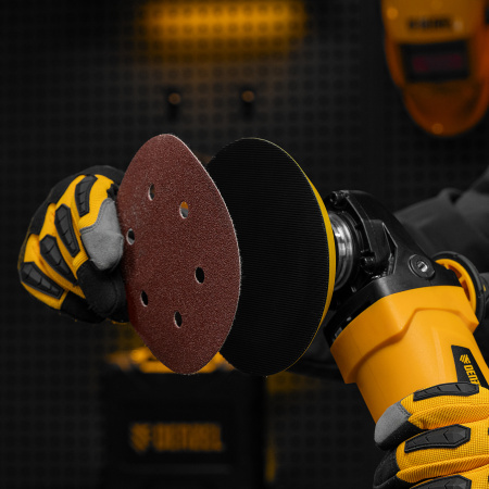 Тарелка опорная для дрели и УШМ DENZEL с липучкой, 150 мм, мягкая, с адаптером c М14 на d8