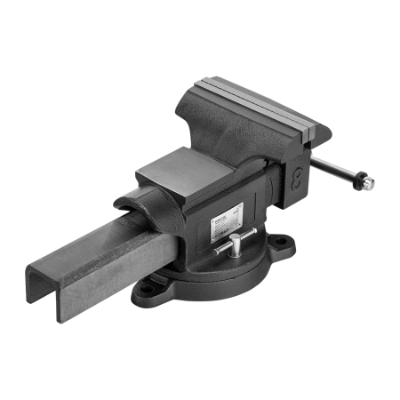 Тиски слесарные DENZEL BVH-200, 200 мм, поворотные, стальная направляющая, с наковальней