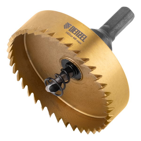 Коронка по металлу DENZEL 724122, 68 мм, HSS, нитридтитановое покрытие