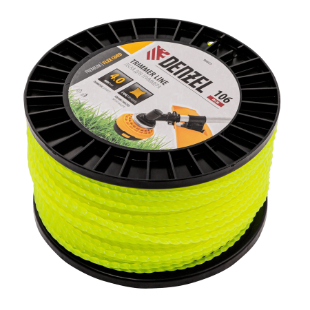 Леска для триммера DENZEL 96803 витой квадрат, 4,0мм х 106м, на DIN катушке FLEX CORD