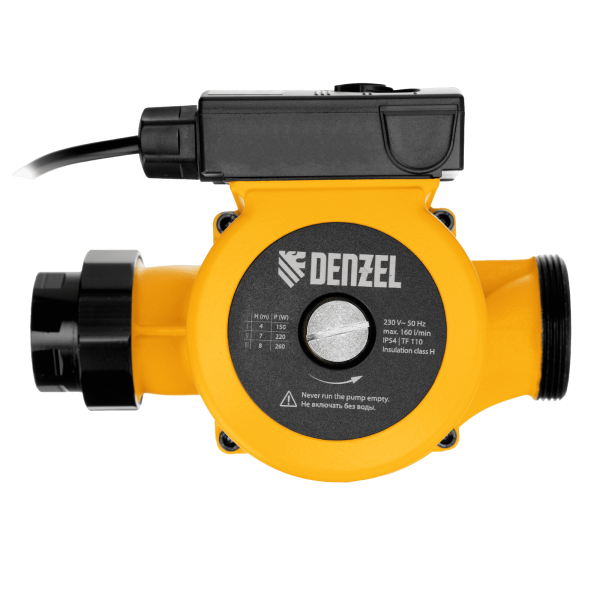 Циркуляционный насос DENZEL CP32-8, напор 8 м, 160 л/мин, 1 м кабель, монт. длина 180 мм