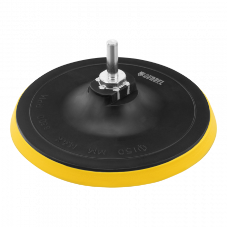 Тарелка опорная для дрели и УШМ DENZEL с липучкой, 150 мм, стандартная, с адаптером c М14 на d8
