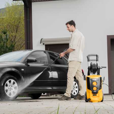 Моечная машина высокого давления DENZEL R-180D, 2200 Вт, 180 бар, 380 л/ч, с барабаном