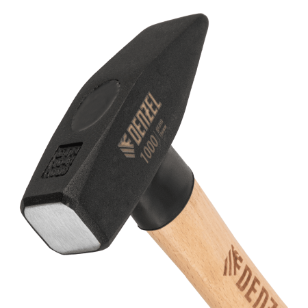 Молоток слесарный DENZEL 1000 г, кованый квадратный боек, буковая рукоятка