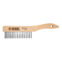 Щетка зачистная 5-и рядная DENZEL, прямая проволока из нержавеющей стали с деревянной ручкой, EFP