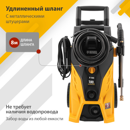 Мойка высокого давления DENZEL R-180i, 2400 Вт, 180 бар, 7.5 л/мин