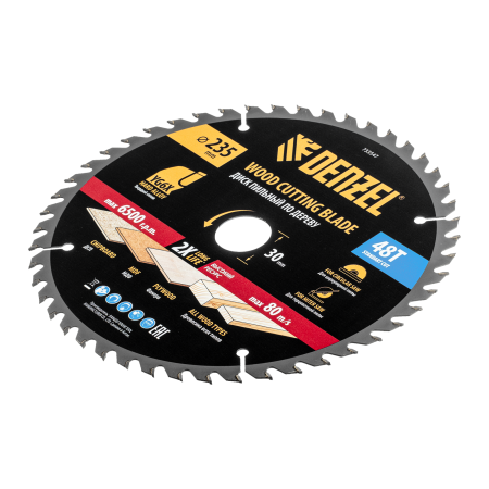 Пильный диск по дереву DENZEL ф235 х 30 мм, 48 зубьев