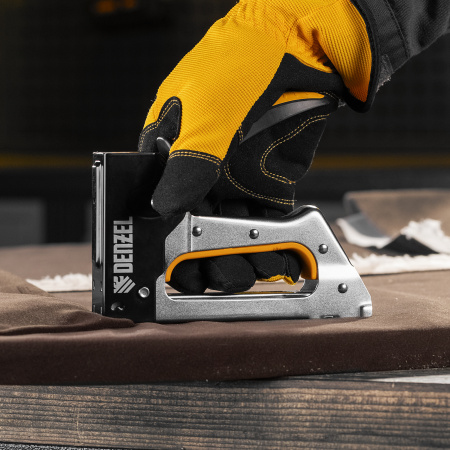 Степлер металлический DENZEL скобы в комплекте, 2К рукоятка, тип 53, 6-10 мм