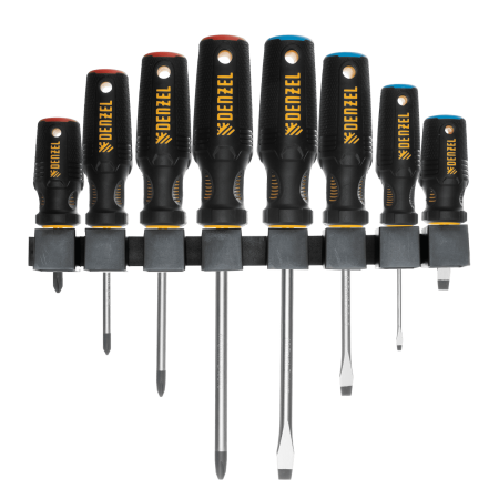Набор отверток DENZEL 8 пр., CrV, трехкомпонентная рукоятка