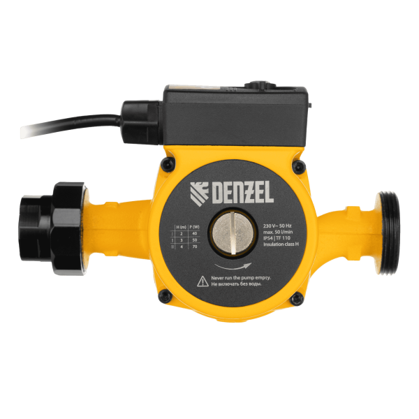 Циркуляционный насос DENZEL CP25-4, напор 4 м, 50 л/мин, 1 м кабель, монт. длина 180 мм