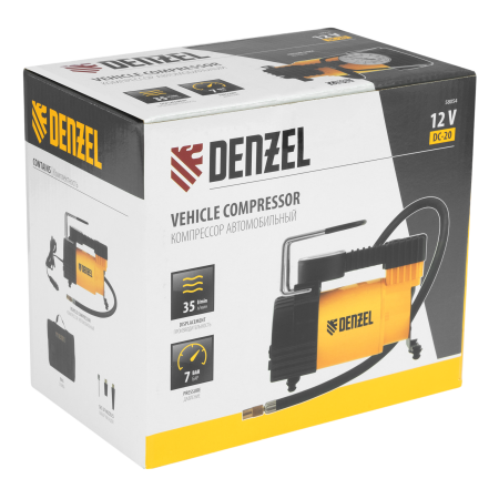 Автомобильный компрессор DENZEL DС-20,12В, 7 атм, 35 л/мин