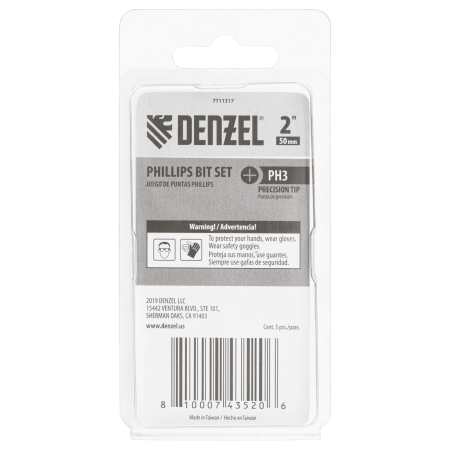 Набор бит DENZEL PH3x50, 5 шт.