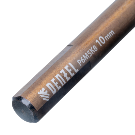 Набор сверл по металлу DENZEL, 1-10 мм, Р6М5К8-TiN, Golden Tip, 19 шт