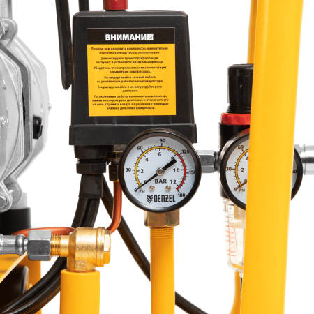 Компрессор безмасляный, малошумный DENZEL DLS 2200/50, 2200 Вт, 2x1100, 50 л, 380 л/мин