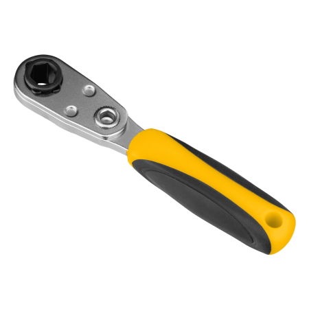 Ключ-трещотка DENZEL для бит 1/4", 52 зуба, CrMo, адаптер для торцевых головок