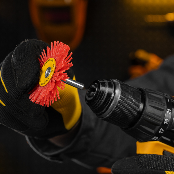 Щетка для дрели DENZEL, 65 мм, Плоская, со шпилькой, нейлоновая щетина