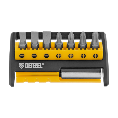 Набор бит с магнитным держателем DENZEL S2, 8 шт.
