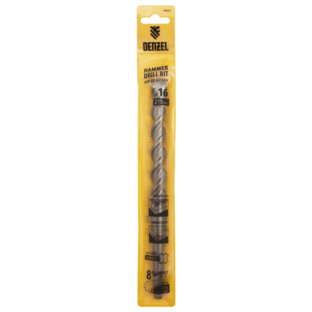 Бур по бетону DENZEL 705037, 16 x 210 мм, двойная спираль, три пылеотводящие кромки