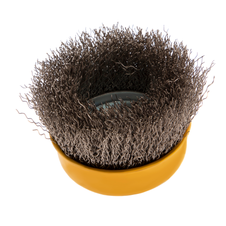 Щетка для УШМ DENZEL 746043, 75 мм, «чашка», витая нержавеющая проволока 0.3 мм, М14