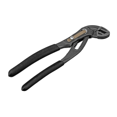 Клещи переставные DENZEL кнопочный механизм, обливные рукоятки, 180 мм