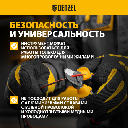 Кабелерез DENZEL 160 мм, трехкомпонентные рукоятки